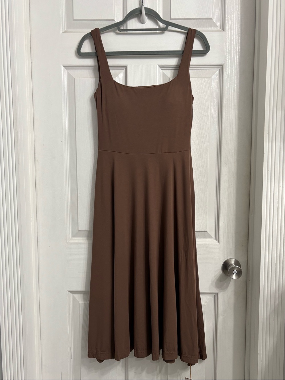 OGL SunKiss Brown Midi Square-Neck A-Line Dress Pullover Medium NWT - Picture 1 of 8